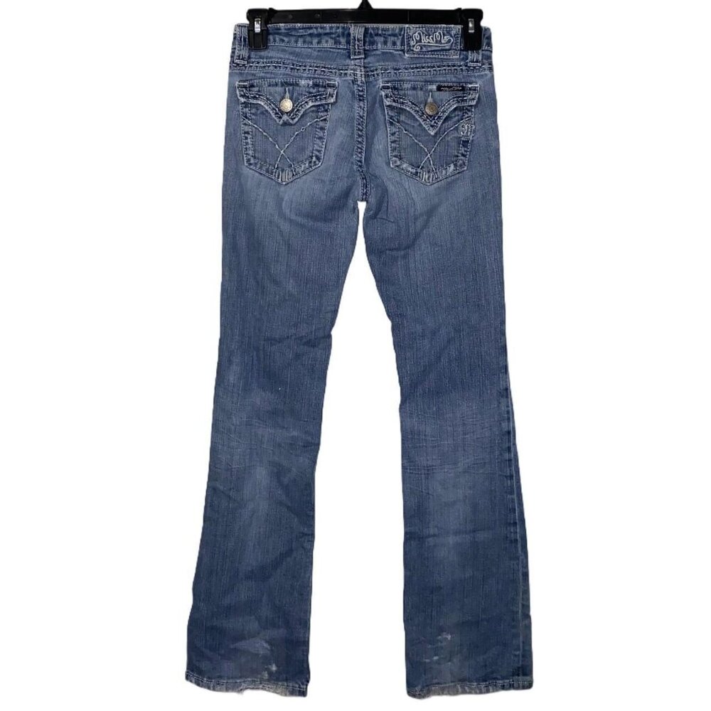 Y2K Miss Me Low Rise Flare Bootcut Jeans Rhinestone Pocket 28x30